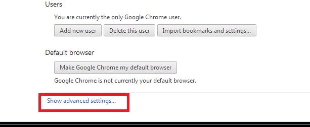 chrome adv settings