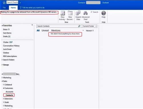CRM Client in Outlook Stops Displaying Records after Office Update