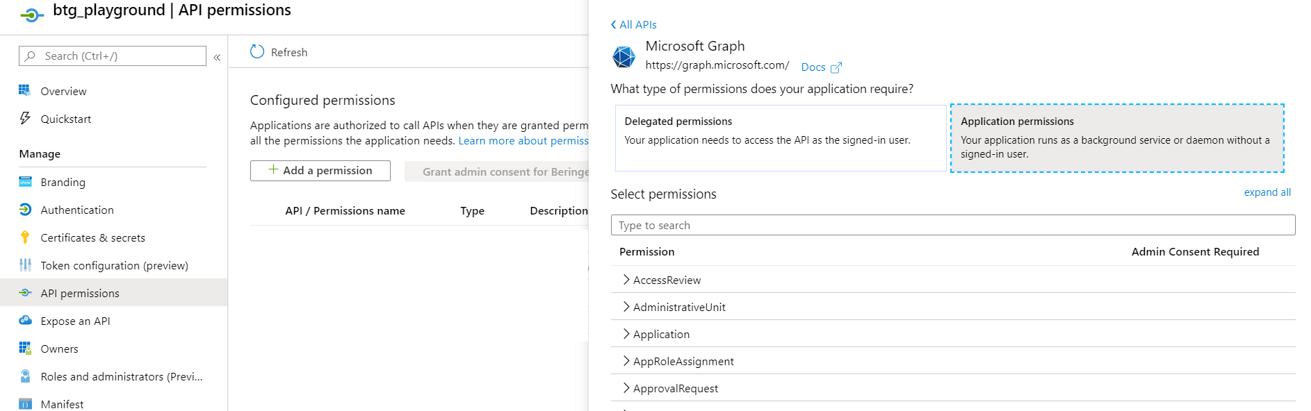 Azure App Registration Permissions