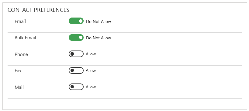 Dynamics 365 Contact Preferences