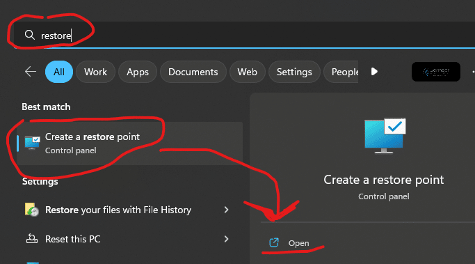 Create a restore point