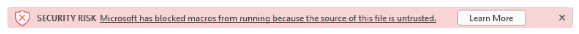 Security Risk - Microsoft has blocked macros