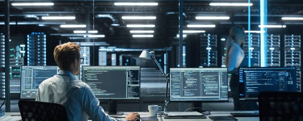 Man Plans and Carries Out Work to Expand the Network Structure of the Enterprise at His Office